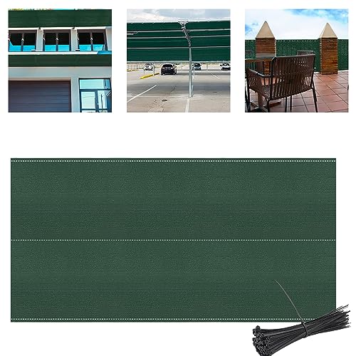 AufuN Zaunblende Schattiernetz Dunkelgrün 120cm Tennisblende Sichtschutz aus HDPE 150 g/m², Zaun Windschutz Sonnenschutz Gewebe mit Kabelbinder für Sportplatz, Garten, Balkon (1,2 x 10m, Dunkelgrün) von AufuN