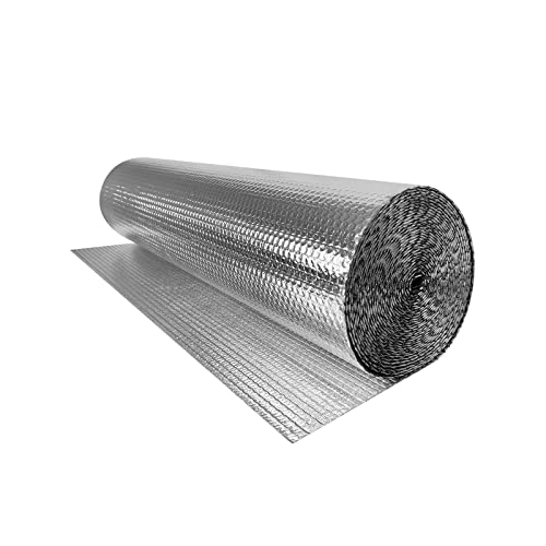 Aufun 0.6x20m Aluminisierte Isolierfolie Dämmfolie Doppelte Alu-Luftpolsterfolie Dachisolierung, Heizkörper Reflexionsfolie Isolierungsfolie Wärmehaltung (12㎡) von AufuN