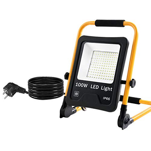 Aufun 100W LED Strahler Tragbar mit Stecker, LED Baustrahler mit 3m Netzkabel, Baulampe mit Klappbügel einstellbar Fluter Flutlicht, IP66 Wasserdicht für Baustelle, Werkstatt, Garage, Kaltweiß Aufun 100W LED Strahler Tragbar mit Stecker, LED Baustrahler mit 3m Netzkabel, Baulampe mit Klappbügel einstellbar Fluter Flutlicht, IP66 Wasserdicht für Baustelle, Werkstatt, Garage, Kaltweiß von AufuN