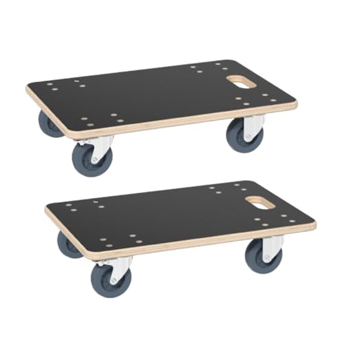Aufun 2 Stück Rollbrett Transportroller 60x40 cm mit Bremse, Möbelroller Rollbretter Transport mit Transporthilfe Umzug Möbel-Transport bis zu 200 kg Traglast, robust & sicher von AufuN