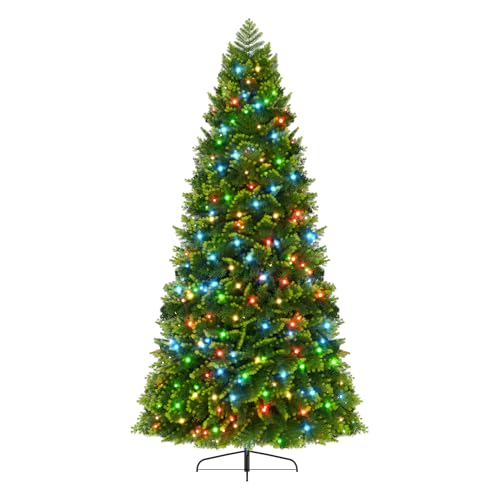 Aufun 210cm Künstlicher Weihnachtsbaum mit 350 RGB LEDs Beleuchtung, Premium Tannenbaum künstlich Edeltanne Schnellaufbau aus PE & PVC, mit Metallständer, 1060 Zweigspitzen, Schnellaufbau Klappsystem von AufuN