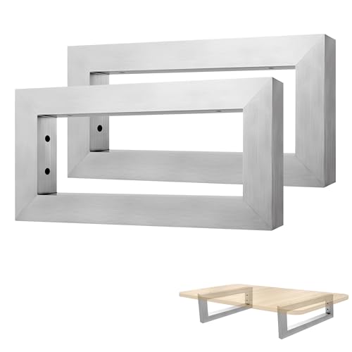 Aufun 2er Set Wandkonsole für Waschtisch 350x150 mm (BxH), Waschtischhalterung, Metall Rergalhalter, Regalträger, Waschtischkonsole, Schwerlastkonsole für Waschbecken & Wand-Regal, Silber von AufuN
