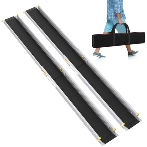 Aufun 2pcs Rollstuhlrampe Aluminium Teleskop 106.5-152-183cmcm mit Tasche, rutschfeste Verlängbare Teleskoprampe mit 272KG Ladenkapazität Ideal für Handrollstühle, Elektrowehllstühle und Rollatoren Aufun 2pcs Rollstuhlrampe Aluminium Teleskop 106.5-152-183cmcm mit Tasche, rutschfeste Verlängbare Teleskoprampe mit 272KG Ladenkapazität Ideal für Handrollstühle, Elektrowehllstühle und Rollatoren von AufuN