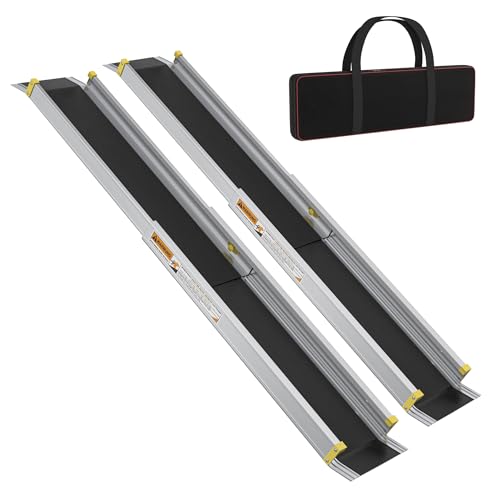 Aufun 2pcs Rollstuhlrampe Aluminium Teleskop 75.5-122cm mit Tasche, rutschfeste Verlängbare Teleskoprampe mit 272KG Ladenkapazität Ideal für Handrollstühle, Elektrowehllstühle und Rollatoren Aufun 2pcs Rollstuhlrampe Aluminium Teleskop 75.5-122cm mit Tasche, rutschfeste Verlängbare Teleskoprampe mit 272KG Ladenkapazität Ideal für Handrollstühle, Elektrowehllstühle und Rollatoren von AufuN