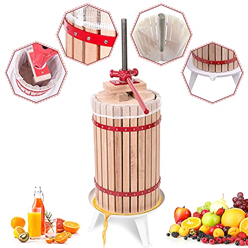 Aufun 30L Obstpresse Weinpresse aus Buchenholz Fruchtpresse Saftpresse Maischepresse inklusive Presstuch(30L) von AufuN