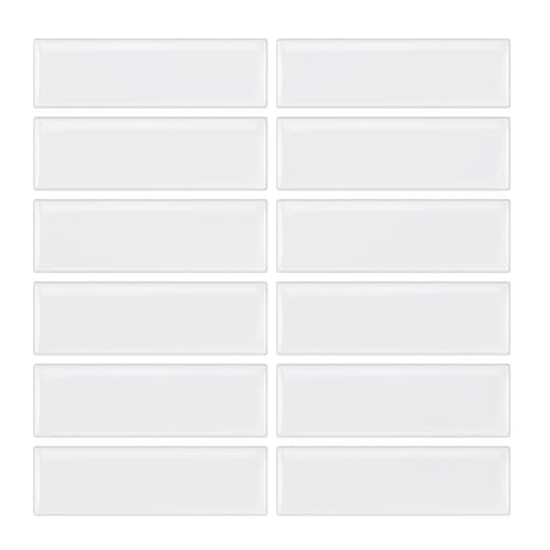 Aufun 3D Fliesenaufkleber 30cm x 30cm,10 Stück Küche Bad Metro Fliesen PVC Klebefliesen Mit Glänzend, Selbstklebendes Wasserdichtes, Wandfliesen Dekor (Weiß Rechtecke) von AufuN