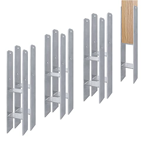 Aufun 6 Stück H-Pfostenträger in Ausführung 101mm H-anker H-Form Stahlträger- 600 mm Länge, Materialstärke 5mm (6 Stück 101mm) von AufuN