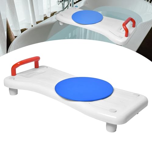 Aufun Badewannenbrett Badewannensitz Senioren Erwachsene Wannensitz Sitzbrett mit Seifenablage, Drehscheibe Griff, Stuhl für Badezimmer Erwachsene Tragkraft 150kg ca.75cm lang (Rot Haltegriff) von AufuN