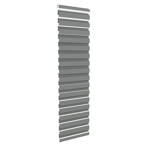 Aufun Doppelrollo Klemmfix ohne Bohren 60 x 220 cm (B x L) Klemmrollo Sonnenschutzrollo Fensterrollo mit Kettenzug für Fenster & Türen, Zebrarollo Seitenzugrollo Moderner Sichtschutz, Grau von AufuN