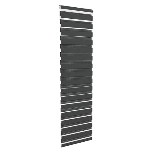 Aufun Doppelrollo Klemmfix ohne Bohren 60 x 220 cm (B x L) Klemmrollo Sonnenschutzrollo Fensterrollo mit Kettenzug für Fenster & Türen, Zebrarollo Seitenzugrollo Moderner Sichtschutz, Schwarz von AufuN