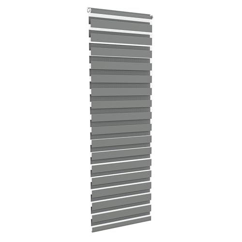Aufun Doppelrollo Klemmfix ohne Bohren 80 x 220 cm (B x L) Klemmrollo Sonnenschutzrollo Fensterrollo mit Kettenzug für Fenster & Türen, Zebrarollo Seitenzugrollo Moderner Sichtschutz, Grau von AufuN