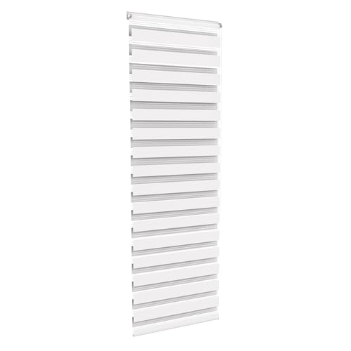 Aufun Doppelrollo Klemmfix ohne Bohren 80 x 220 cm (B x L) Klemmrollo Sonnenschutzrollo Fensterrollo mit Kettenzug für Fenster & Türen, Zebrarollo Seitenzugrollo Moderner Sichtschutz, Weiß von AufuN
