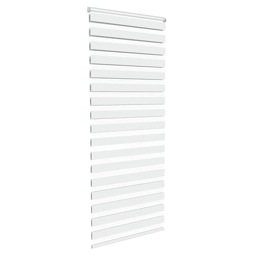 Aufun Doppelrollo Klemmfix ohne Bohren 90 x 220 cm (B x L) Klemmrollo Sonnenschutzrollo Fensterrollo mit Kettenzug für Fenster & Türen, Zebrarollo Seitenzugrollo Moderner Sichtschutz, Weiß von AufuN