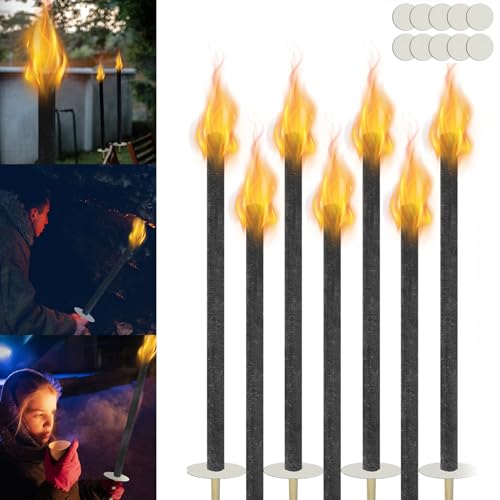 Aufun Fackeln Hochwertige 25 Stück aus natürlichem Wachs, Brenndauer 100 min mit 25x Handschutz, Wachsfackeln für Ostern,Silvester und Nachtwanderung von AufuN