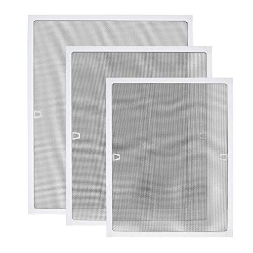 Aufun Fliegengitter Fenster 80x100 cm Insektenschutz Fenster für Fliegenschutz Moskitonetz Spannrahmen, Mückengitter Gitter aus Alu Fiberglas, Weiß Rahmen, 2 Stücke von AufuN