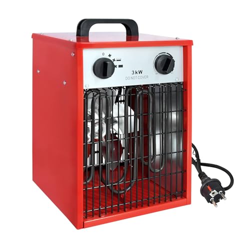 Aufun Heizlüfter Elektroheizung 3KW 220V-Profi-Industrie Heizgerät Elektroheizer Heizstrahler Heizgebläse mit 4 Heizstufen, Überlastschutz, ideal für Innen- und Außeneinsatz(3KW) von AufuN
