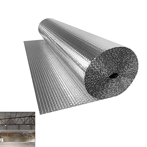Aufun 1x15m Aluminisierte Isolierfolie Dämmfolie Doppelte Alu-Luftpolsterfolie Dachisolierung, Heizkörper Reflexionsfolie Isolierungsfolie Wärmehaltung (15㎡) von AufuN
