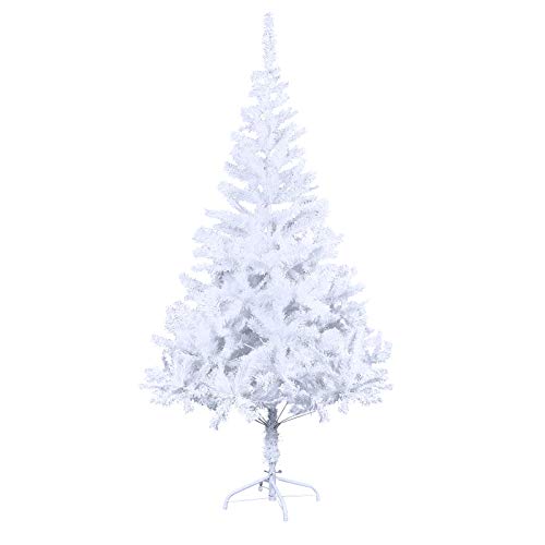 Aufun Künstlich Weihnachtsbaum 180cm Künstlicher Weinachts Baum Deko Tannenbaum Weiß PVC mit Metallständer Weihnachtsdeko von AufuN