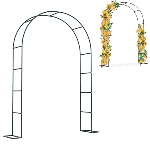 Aufun Rosenbogen aus Metall, 2,4M Gartenbogen Rankgitter Rosenhilfe aus Pulverbeschichtetem Stahl, für Pflanzen zur Unterstützung von Rosen, die Torbogen-Gartendekoration 240 x 140 x 38 cm (Grün) von AufuN
