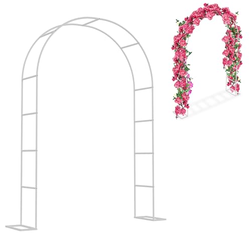 Aufun Rosenbogen aus Metall, 2,4M Gartenbogen Rankgitter Rosenhilfe aus Pulverbeschichtetem Stahl, für Pflanzen zur Unterstützung von Rosen, die Torbogen-Gartendekoration 240 x 140 x 38 cm (Weiß) von AufuN
