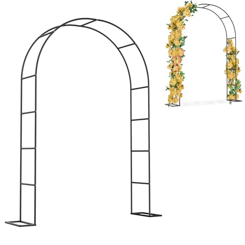 Aufun Rosenbogen aus Metall, 2,4M Gartenbogen Rankgitter Rosenhilfe aus Pulverbeschichtetem Stahl, für Pflanzen zur Unterstützung von Rosen, die Torbogen-Gartendekoration 240 x 140 x 38 cm (Schwarz) von AufuN