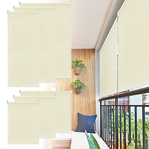 Aufun Senkrechtmarkise Vertikalmarkise Balkonmarkise 100 x 140 cm Sonnenschutz Balkonsichtschutz Sichtschutz Balkonrollo Stabil und wetterbeständig, für Balkon, Terrasse, Garten (Beige) von AufuN