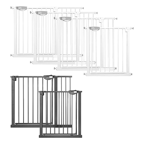 Aufun Treppenschutzgitter Kinder 180° Zwei-Wege-Öffnungsgitter, 105-115cm breit Türschutzgitter ohne Bohren,Metall Gitter für klein Kinder,Schwarz von AufuN