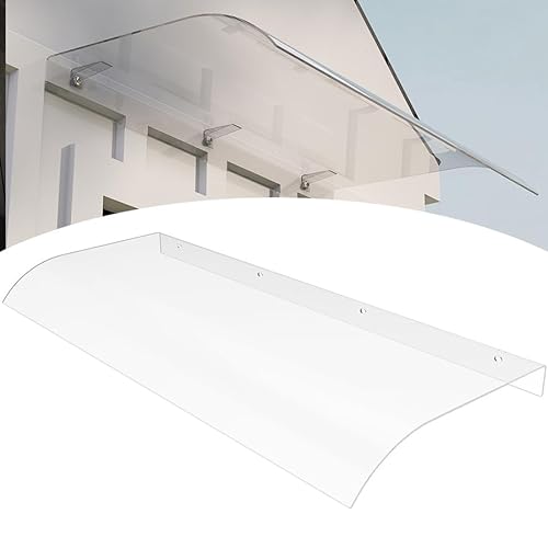 Aufun Vordach Überdachung Haustürvordach, Polycarbonat-Vordach, Transparentes Pultbogenvordach, Sonnenschutz Regenschutz Pultvordach Wetterschutz,Rundbogenvordach für Garage Balkon Fenster (50x120cm) von AufuN