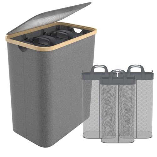 Aufun Wäschekorb140L mit Deckel zur einfachen Trennung, Faltbar Wäschesammler 3 Fächer Wäschesortierer Wäschesack Wäscheboxen Wäschetonnemit Griffen Laundry Baskets für Waschküche, Schlafzimmer-Grau Aufun Wäschekorb140L mit Deckel zur einfachen Trennung, Faltbar Wäschesammler 3 Fächer Wäschesortierer Wäschesack Wäscheboxen Wäschetonnemit Griffen Laundry Baskets für Waschküche, Schlafzimmer-Grau von AufuN