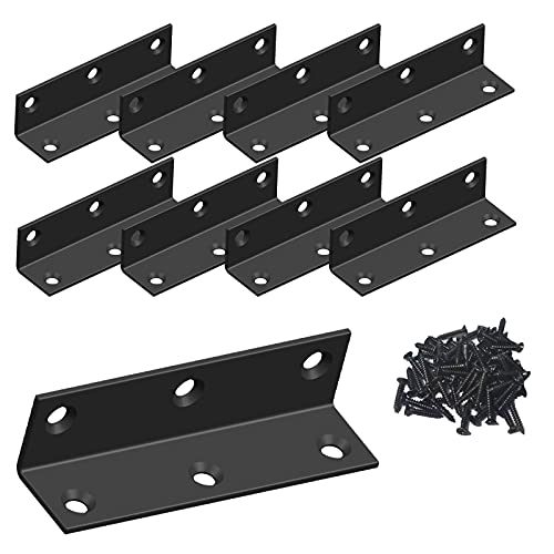 L-Halterung, robuste Eckstrebe, Edelstahl-Regalhalterung, schwarze große Winkelhalterungen, Metallstreben für Holz Aufuga 8 Stück (8,1 cm) von Aufuga