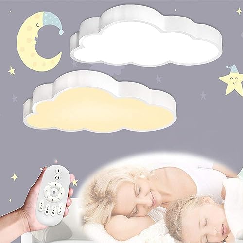 Aufun 48W LED Wolken Deckenlampe - Ultra-dünne 5cm Kreative Deckenleuchte für Kinderzimmerlampe Babyzimmer Lampe Junge Mädchen, Dimmbar von AufuN