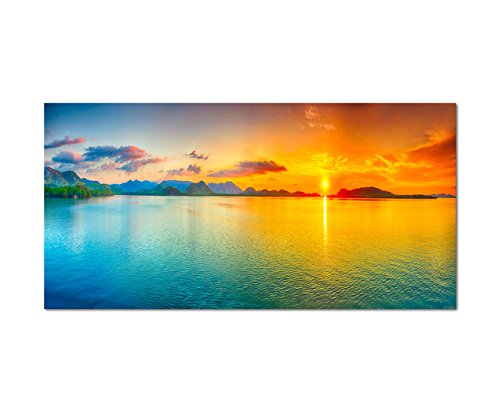 120x60cm - Fotodruck auf Leinwand und Rahmen Meer Wasser Sonnenaufgang Himmel - Leinwandbild auf Keilrahmen modern stilvoll - Bilder und Dekoration von Augenblicke Wandbilder