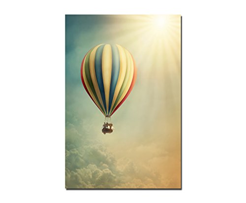 120x80cm - Fotodruck auf Leinwand und Rahmen Heißluftballon Himmel Sonne Wolken - Leinwandbild auf Keilrahmen modern stilvoll - Bilder und Dekoration von Augenblicke Wandbilder