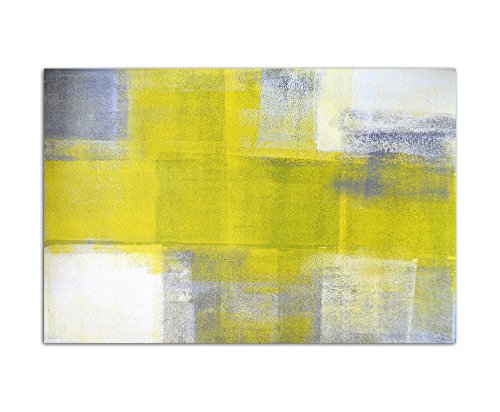 120x80cm - Fotodruck auf Leinwand und Rahmen Kunst Malerei grau/gelb abstrakt - Leinwandbild auf Keilrahmen modern stilvoll - Bilder und Dekoration von Augenblicke Wandbilder