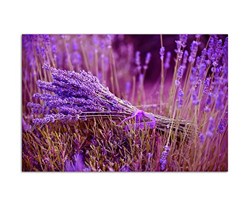 120x80cm - Fotodruck auf Leinwand und Rahmen Lavendel Strauß Blumen - Leinwandbild auf Keilrahmen modern stilvoll - Bilder und Dekoration von Augenblicke Wandbilder