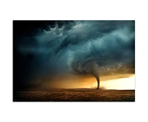 120x80cm - Fotodruck auf Leinwand und Rahmen Tornado Sturm Windhose Natur Wolken - Leinwandbild auf Keilrahmen modern stilvoll - Bilder und Dekoration von Augenblicke Wandbilder