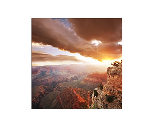 80x80cm - Fotodruck auf Leinwand und Rahmen Grand Canyon Sonnenaufgang Felsen Natur - Leinwandbild auf Keilrahmen modern stilvoll - Bilder und Dekoration von Augenblicke Wandbilder