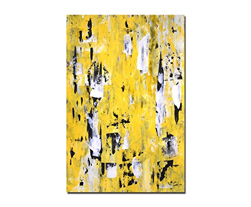 Augenblicke Wandbilder 120x80cm - Fotodruck auf Leinwand und Rahmen Malerei abstrakt Kunst gelb/schwarz - Leinwandbild auf Keilrahmen modern stilvoll - Bilder und Dekoration von Augenblicke Wandbilder