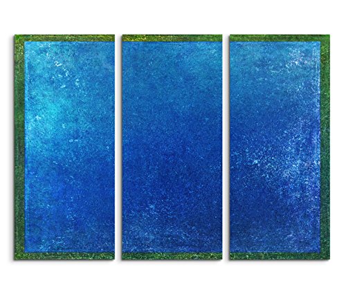 Augenblicke Wandbilder 3x40x90cm (Gesamt:130x90cm) 3teiliges Bild auf Leinwand Hintergrund abstrakt blau grün Wandbild auf Leinwand als Panorama von Augenblicke Wandbilder