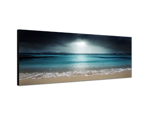 Augenblicke Wandbilder Keilrahmenbild Wandbild 150x50cm Seychellen Strand Meer Nachtanbruch von Augenblicke Wandbilder