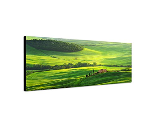 Augenblicke Wandbilder Keilrahmenbild Wandbild 150x50cm Toskana Berge Hügel Wiesen Sonnenlicht von Augenblicke Wandbilder