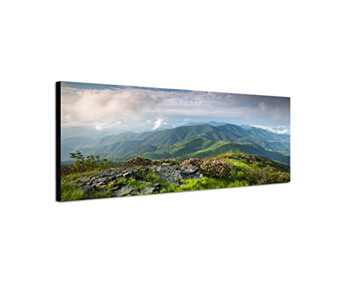 Augenblicke Wandbilder Leinwandbild als Panorama in 150x50cm Landschaft Berge Wiese Wolkenhimmel Natur von Augenblicke Wandbilder
