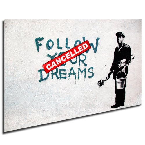 Augenblicke Wandbilder Banksy Kunst auf Leinwand Bild 100x70cm, Pop Art Gemälde Kunstdruck, Wandbilder, Wohnzimmer Deko, Street Art Kunstdruck von Augenblicke Wandbilder