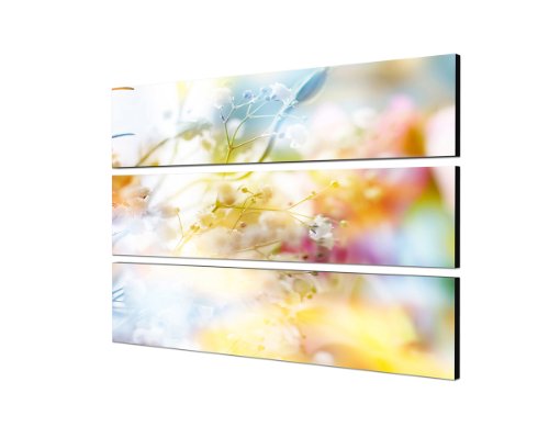 Pastell Blumen Wandbild 140x100 cm - 3 TEILIGES FOTOWANDBILD Leinwand auf Keilrahmen Kunstdruck XXL in brillanter Farbqualität Moderne Bilder Dekobilder Wanddekoration schöner wohnen TOP Geschenkidee von Augenblicke Wandbilder