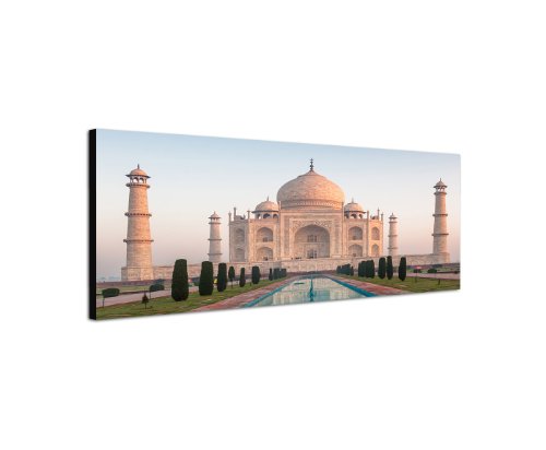Taj Mahal Indien 150x50cm Panorama Wandbild auf Leinwand und Keilrahmen fertig zum aufhängen - Unsere Bilder auf Leinwand bestechen durch ihre ungewöhnlichen Formate und den extrem detaillierten Druck aus bis zu 100 Megapixel hoch aufgelösten Fotos. von Augenblicke Wandbilder