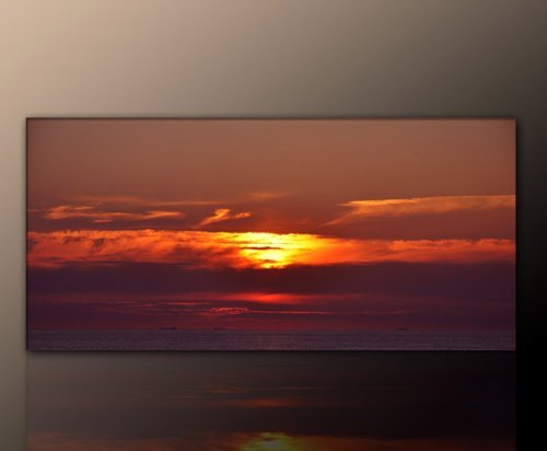 WOW - schöner Sonnenuntergang !!! Deko Bild auf Leinwand xxl large (zingst_60x130cm) HD Bilder fertig gerahmt mit Keilrahmen groß. Ausführung schöner Kunstdruck auf echter Leinwand als Wandbild mit Rahmen. Preiswerter als Ölbild Gemälde Poster Plakat mit Bilderrahmen. Picture Typ (Natur Landschaft Meer Sonnenuntergang romantisch gelb orange rot). 100% Made in Germany. von Augenblicke Wandbilder