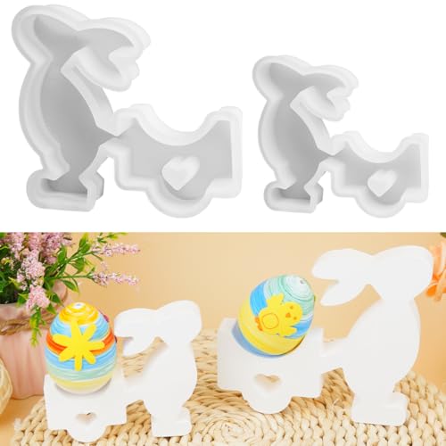 Silikonformen Gießformen Ostern, 2 Stück Gießform Hase, Silikonform Osterhase, Gipsformen zum Gießen Ostern, Silikonformen Gießformen Hasen Kerzenhalter Silikon Gießform Ostern Für Gips Kerzen Seife von Augesak