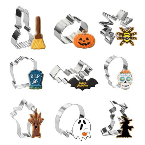 Ausstechformen Halloween 9 Stück Halloween Plätzchen Ausstecher Edelstahl Keksausstecher Ausstecher Geist Fledermaus Spinne Kürbis Plätzchenausstecher Set Cookie Cutter für Halloweenkekse Backen Ausstechformen Halloween 9 Stück Halloween Plätzchen Ausstecher Edelstahl Keksausstecher Ausstecher Geist Fledermaus Spinne Kürbis Plätzchenausstecher Set Cookie Cutter für Halloweenkekse Backen von Augesak