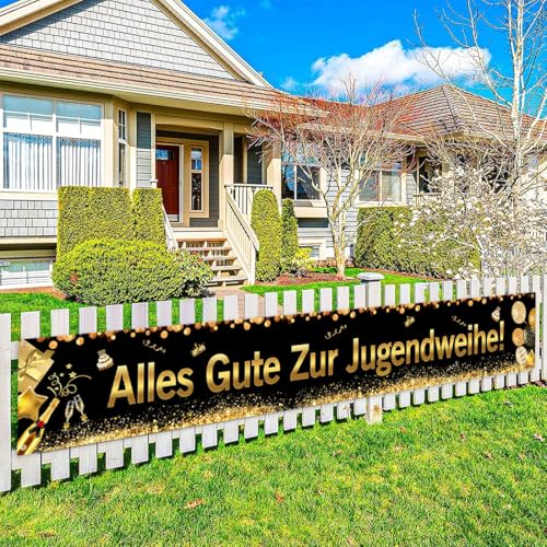 Jugendweihe Deko,Jugendweihe Banner Schwarz Gold,270x40cm Deko Jugendweihe Junge,Alles Gute zur Jugendweihe Banner,Jugendweihe Deko Mädchen,Girlande Jugendweihe für Jugendweihe Party Jugendweihe Deko,Jugendweihe Banner Schwarz Gold,270x40cm Deko Jugendweihe Junge,Alles Gute zur Jugendweihe Banner,Jugendweihe Deko Mädchen,Girlande Jugendweihe für Jugendweihe Party von Augesak