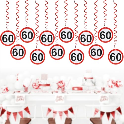 Girlande 60. Geburtstag Deko, 12 Stück Verkehrsschild 60. Geburtstagdeko Spiralen Girlande, Verkehrsschild Partyzubehör für 60er Geburtstag Hochzeit Jubiläum Girlande 60. Geburtstag Deko, 12 Stück Verkehrsschild 60. Geburtstagdeko Spiralen Girlande, Verkehrsschild Partyzubehör für 60er Geburtstag Hochzeit Jubiläum von Augesak